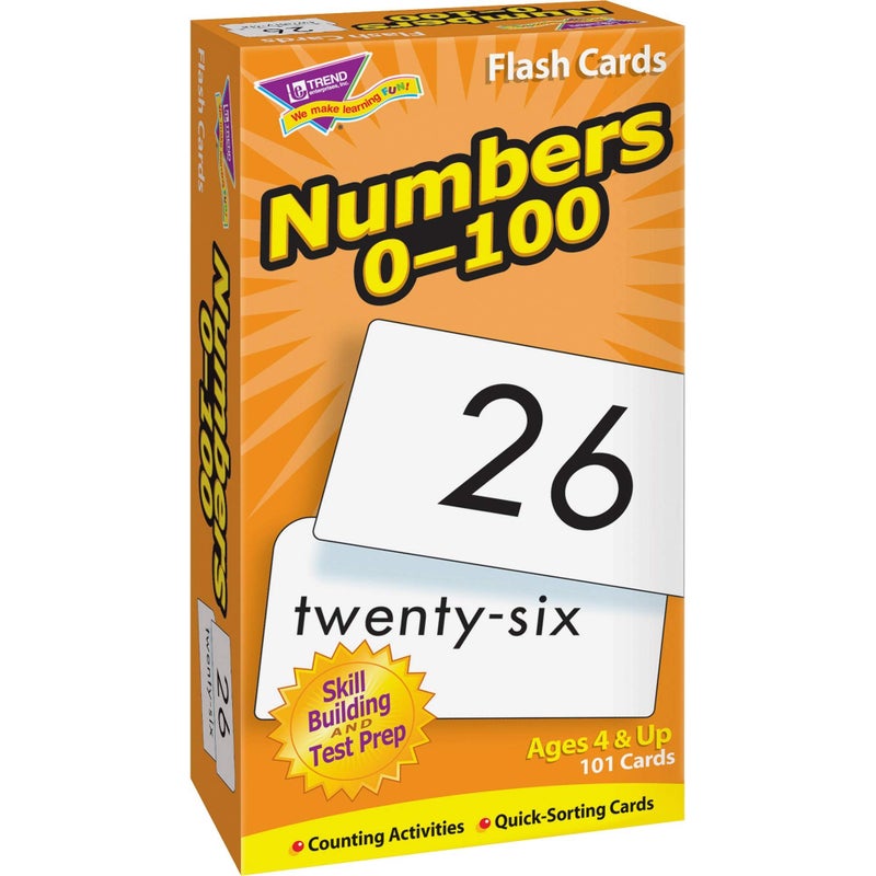 Trend Enterprises: Numbers 0-100 Skill Drill Flash Cards, Numerals and Number Words, Exciting Way for Everyone to Learn, Great for Skill Building and Test Prep, 101 Cards Included, Ages 4 and Up - Image 1
